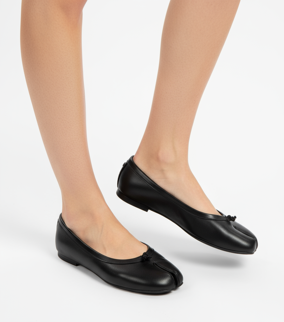 Sollevato Everyday Ballet Tabi – Black Split Toe Flats